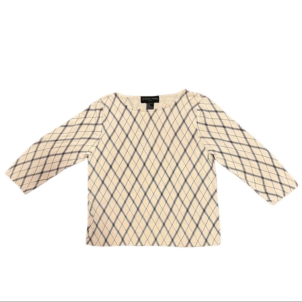 Y2K August Silk Knits 100% Silk 3/4 Sleeve Top Size L